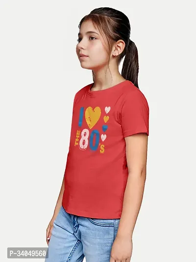 Stylish Red Cotton T-shirt For Girls-thumb2