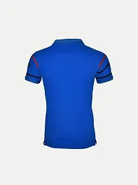 Mens Royal Blue Cotton Fashion Printed Polo T Shirt-thumb3