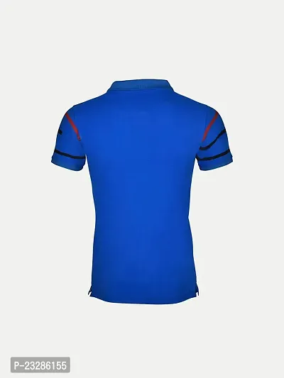 Mens Royal Blue Cotton Fashion Printed Polo T Shirt-thumb4