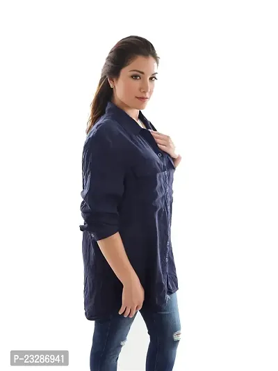 Rad prix Women Navy Oversized Casual Shirt-thumb0