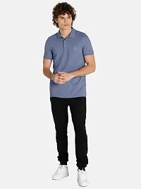 Men Basic Blue Polyester Polo T-Shirt-thumb1
