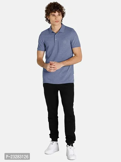 Men Basic Blue Polyester Polo T-Shirt-thumb2