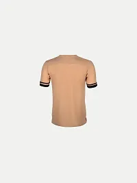 Rad prix Men Solid Tees Henley Neck- Beige Colour-thumb3