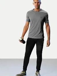 Rad prix Men Solid Grey Polyester Casual Loose T-Shirt-thumb3