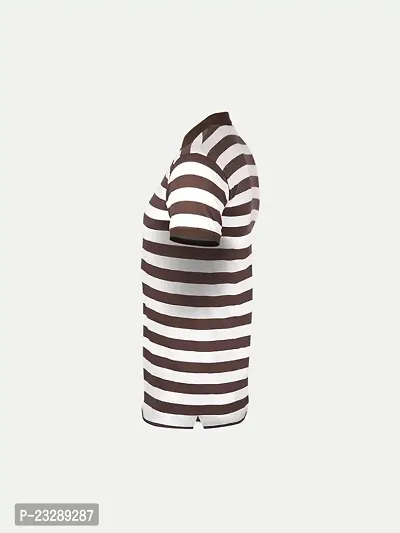 Mens Brown Fashion Striped Cotton Polo T-Shirt-thumb3