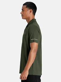 Rad prix Men Basic Green Polyester Polo Collared T-Shirt-thumb1