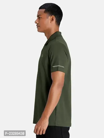 Rad prix Men Basic Green Polyester Polo Collared T-Shirt-thumb2