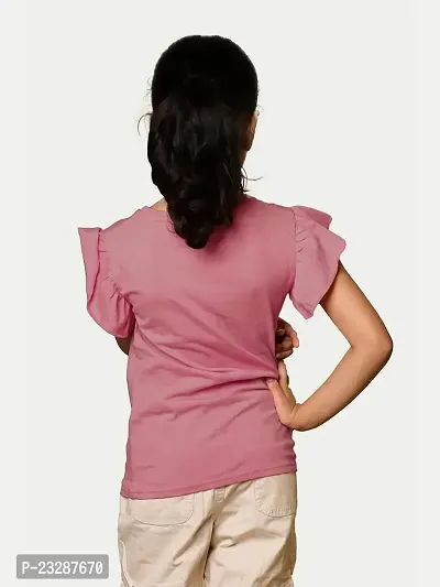 Rad prix Girls Pink Printed T-Shirt with Frill-Detail-thumb4