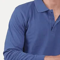 Rad prix Men Solid Light Blue Full Sleeve Polo T-Shirt-thumb2