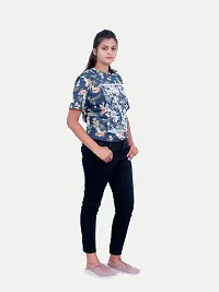 Rad prix Women Floral Printed Tees -Blue Colour-thumb3