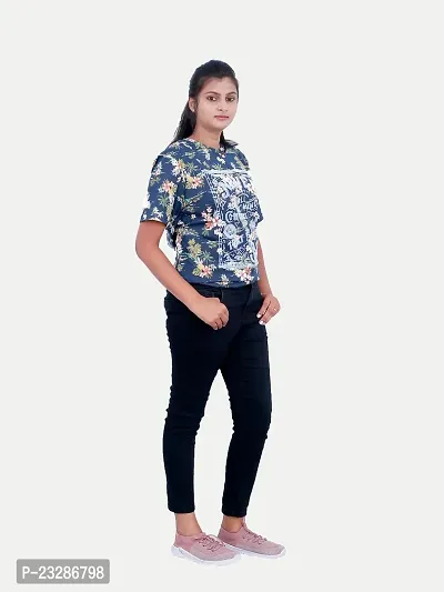 Rad prix Women Floral Printed Tees -Blue Colour-thumb4