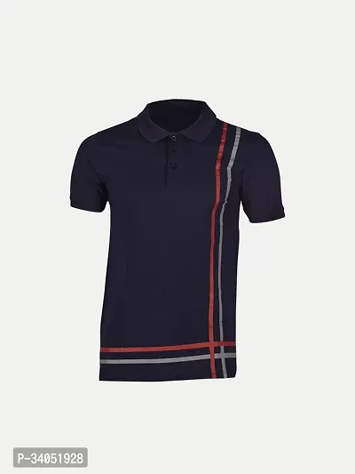 Stylish Navy Blue Cotton T-Shirt For Men