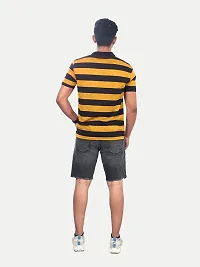 Men Mango and Black Thick Stripes Regular fit T-Shirt-thumb3