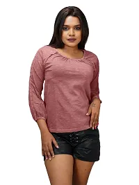 Womens Garment dye knit  Mauve Cotton tops-thumb2