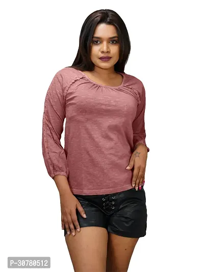 Womens Garment dye knit  Mauve Cotton tops-thumb3