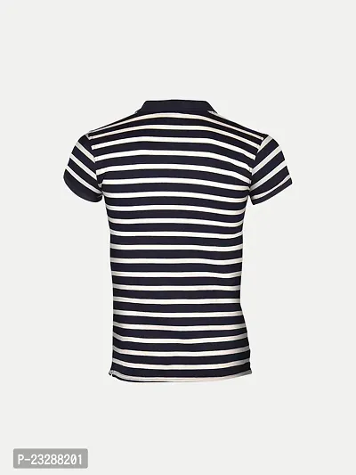 Mens Dark Navy Fashion Striped Cotton Polo T-Shirt-thumb4