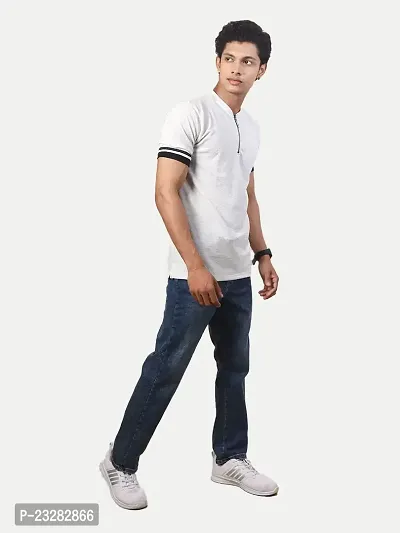 Rad prix Men Solid Tees Henley Neck- Ecru Colour-thumb2