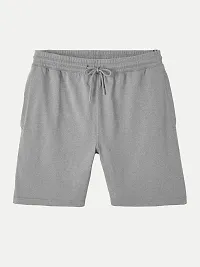 Mens Silver Melange Solid Knitted Casual Shorts-thumb4