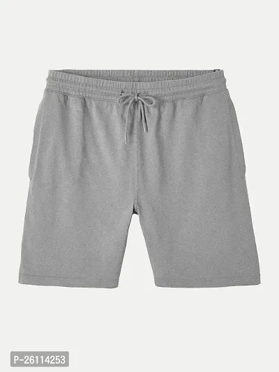 Mens Silver Melange Solid Knitted Casual Shorts-thumb5