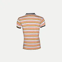 Stylish Khaki Striped Cotton Polos For Men-thumb3