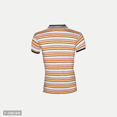 Stylish Khaki Striped Cotton Polos For Men-thumb4