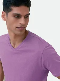 Rad prix Men Violet Cotton V-Neck T-Shirt-thumb2