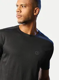 Rad prix Men Black Polyester Active Crew Neck T-Shirt-thumb1