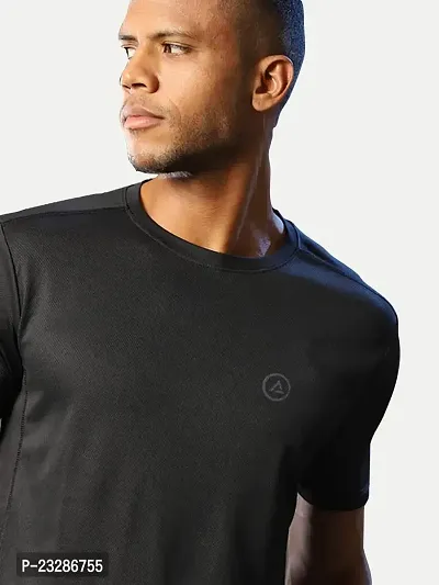 Rad prix Men Black Polyester Active Crew Neck T-Shirt-thumb2