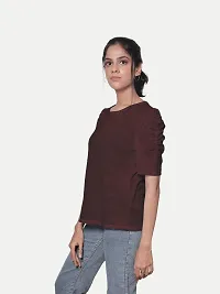 Women Basic Marroon T-Shirt-thumb1