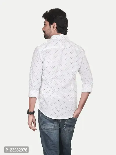 Rad prix Men White Ditsy Printed Cotton Casual Shirt-thumb4