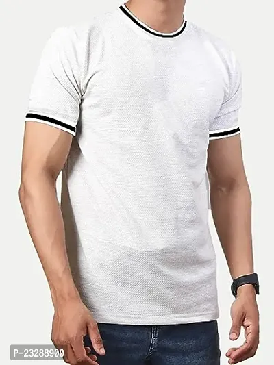 Rad prix Men White Round Neck Tee with Sleeve Print-thumb3