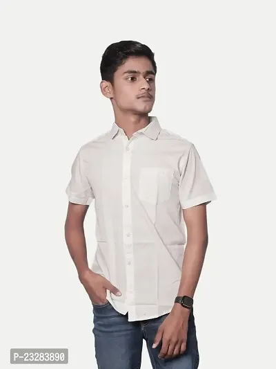 Rad prix Men Solid White Smart Casual Cotton Shirt-thumb2