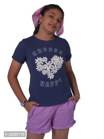 Rad prix Teen Girls Navy Printed T-Shirt-thumb0