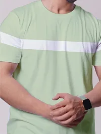 Rad prix Men Green Colour-Blocked Stripe Loose fit T-Shirt-thumb2