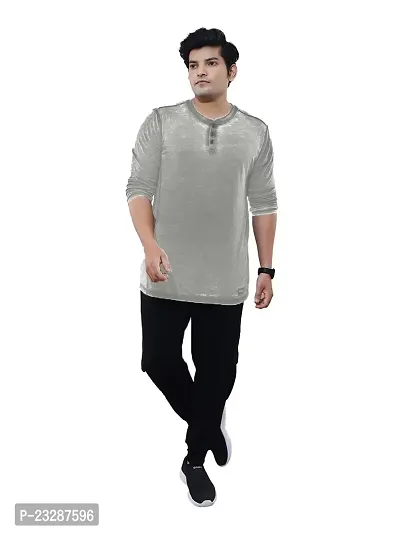 Rad prix Men Light Grey Cotton Casual Loose T-Shirt
