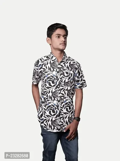 Rad prix Men All-Over Black  White Floral Printed Casual Cotton Shirt-thumb2