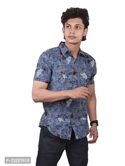 Rad prix Men Casual Blue Abstract Printed Cotton Shirt