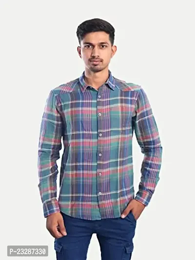 Rad prix Men Green Checkered Casual Cotton Shirt-thumb3