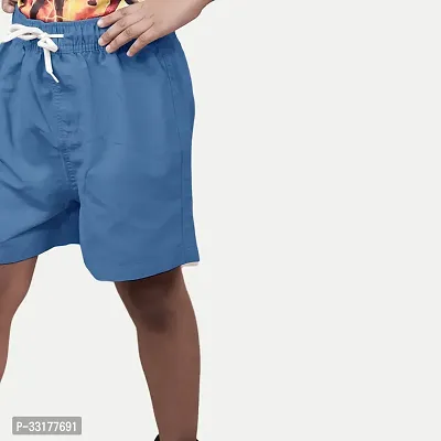 Elegant Blue Cotton Solid Shorts For Boys-thumb4