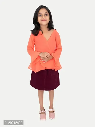 Girls Orange Ruffled Top-thumb0