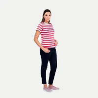 Women Red Striped Printed T-Shirt-thumb3