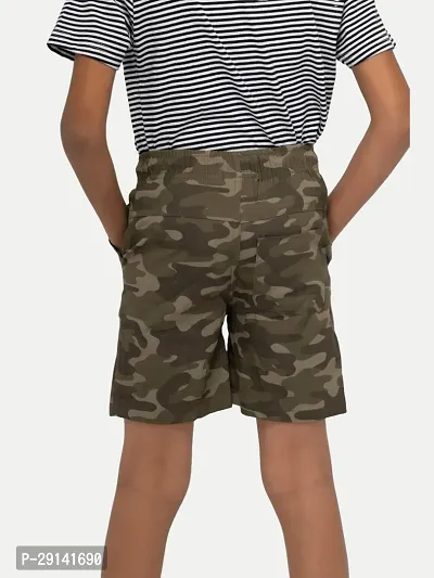 Boys Green Camo Checked shorts-thumb3