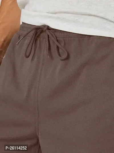 Mens Coffee Brown Solid Knitted Casual Shorts-thumb2