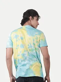 Rad prix Men Tie and Dye Printed Cotton T-Shirt Blue-thumb3