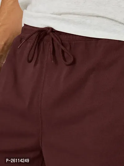 Mens Maroon Solid Knitted Casual Shorts-thumb2