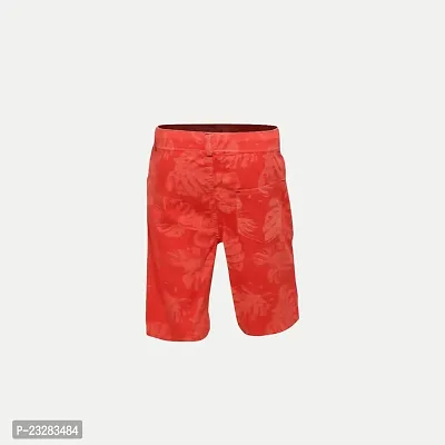 Boys Red Floral Printed Shorts-thumb4