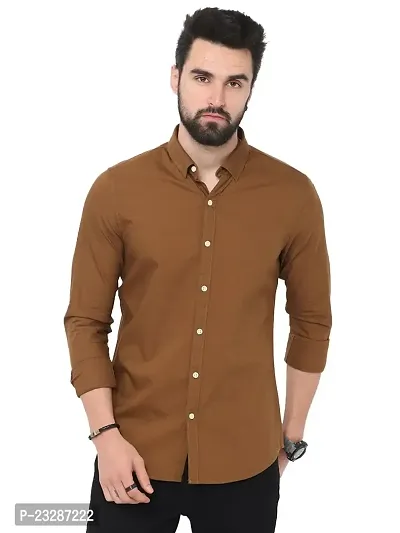 Rad prix Men Solid Brown Cotton Formal Full Sleeve Shirt