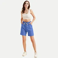 Womens Navy  Solid  Shorts-thumb1