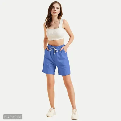 Womens Navy  Solid  Shorts-thumb2