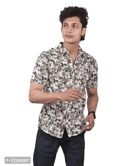 Rad prix Men Casual White Abstract Printed Cotton Shirt-thumb0